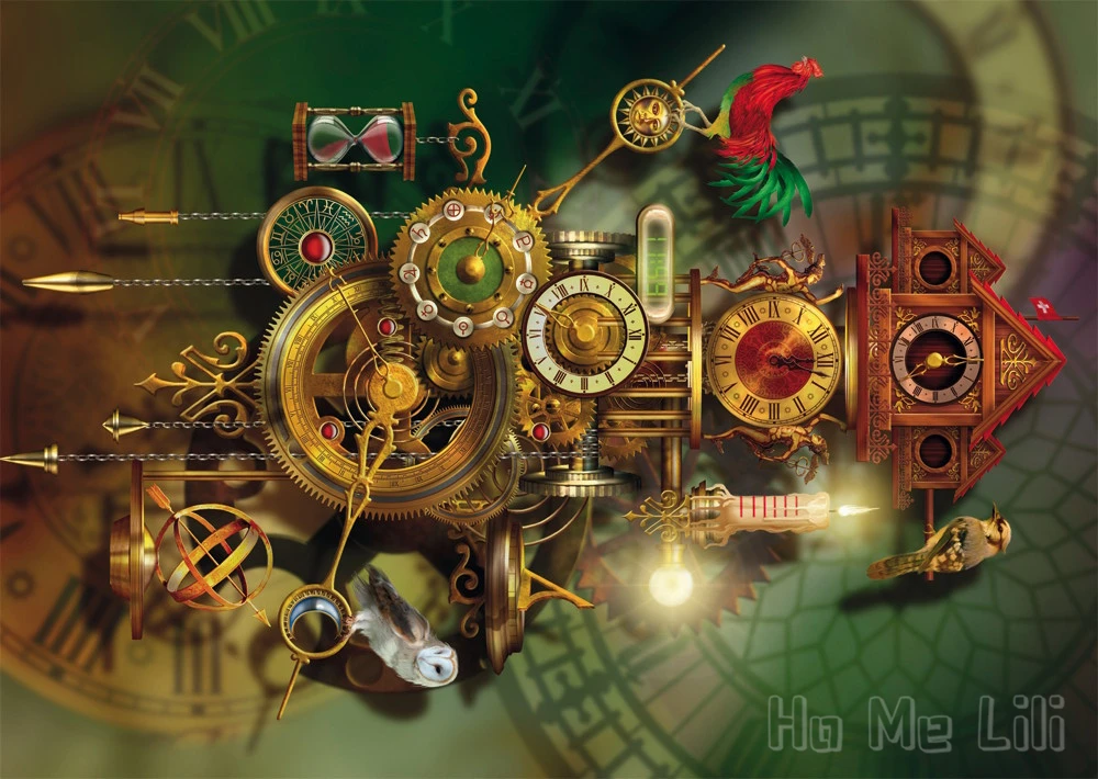 Time Gear-tapiz Vintage para decoraci&oacute;n del hogar, arte Interior, Oficina-1