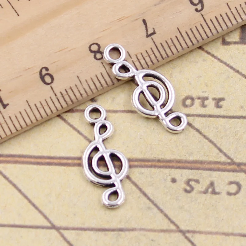 

60pcs Charms Musical Note 20x8mm Tibetan Silver Color Pendants Crafts Making Findings Handmade Antique Jewelry DIY For Necklace