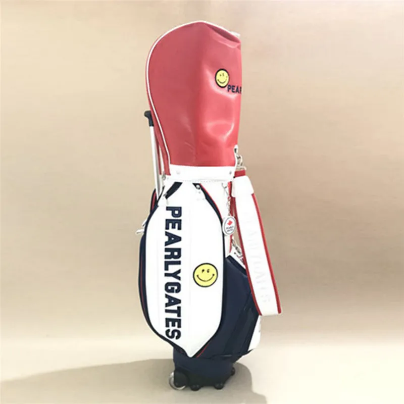 New Pearly Gates Golf Bag With Wheel PU Leather Tie Rod Stand Ball Package Clubs Cart Rain Cover 2 Colours | Спорт и развлечения