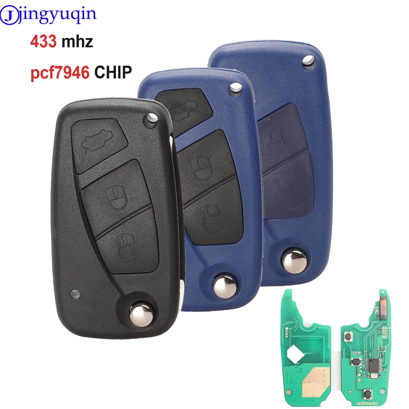 Jingyuqin 2/3 кнопочный откидной дистанционный ключ 433 МГц для FIAt 500 Panda Punto Bravo Key с чипом