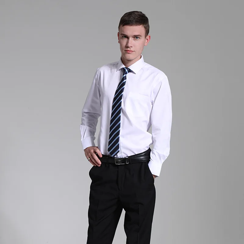 

Long sleeve men's shirt Korean version same white slim fit no iron shirt Shanghai Menshen cotton white shirt professional wear
