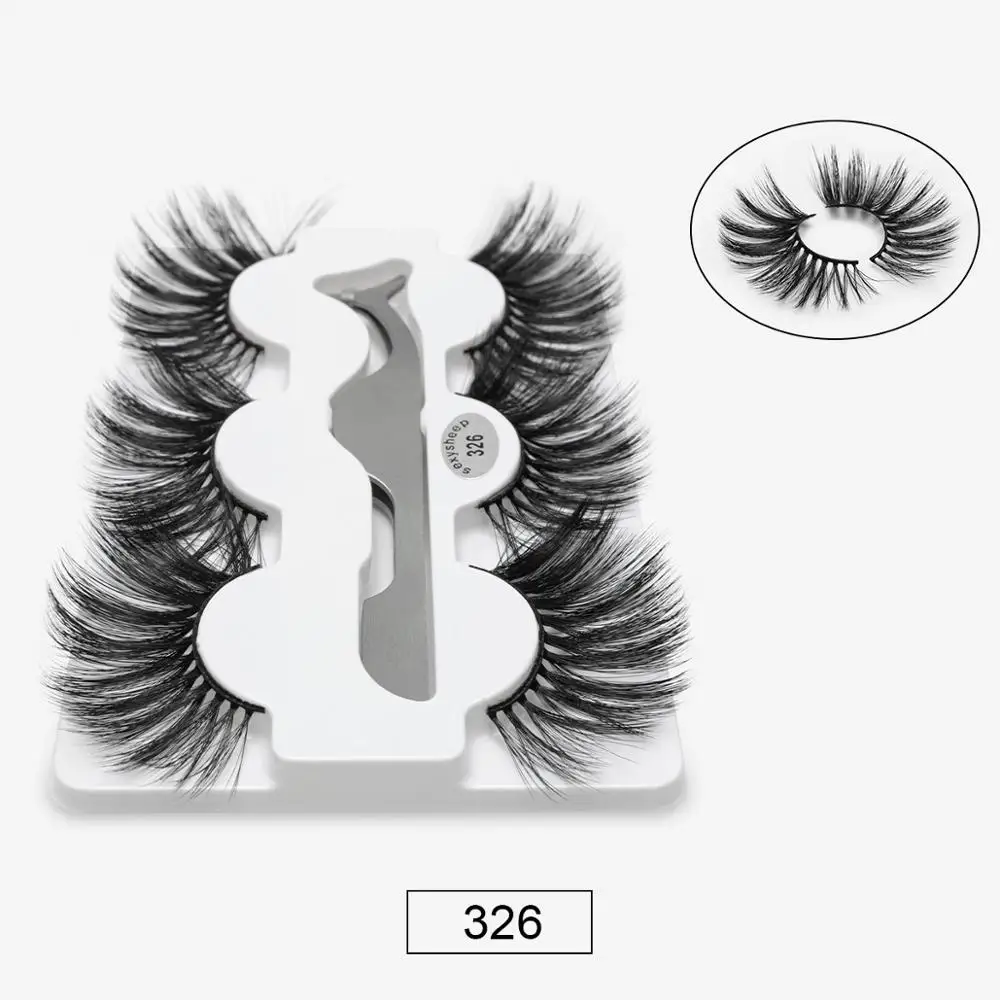 326 SEXYSHEEP, 3 пары, 25 мм, 8D, норковые ресницы, натуральные, длинные, для завивки накладных ресниц, объем, накладные ресницы, макияж, удлинение, ресницы «maquiagem» - Цвет: 326