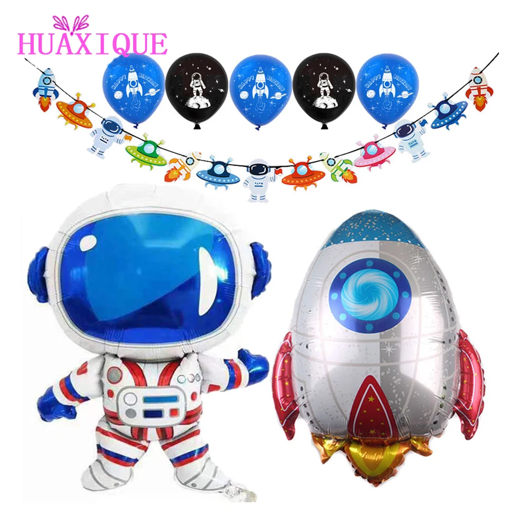 

1pc Outer Space Party Astronaut Balloons Rocket Foil Balloons Galaxy Theme Party Boy Kids Birthday Party Decor Helium Globals