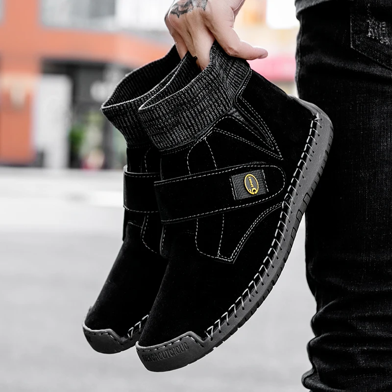 Размера плюс 48 зимние мужские ботинки женская обувь сапоги на высоком верхом