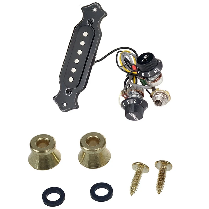

2 Pcs Electric Acoustic Guitar Bass Strap Button Screw Lock Pins & 1 Set MI0301 Prewired Guitar Sound Hole Pickup