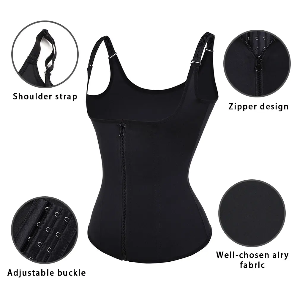 

Women Full Body Shaper Waist Trainer Shapewear Vest Zipper Weight Loss Slimming Cincher Tummy Control Tank Top Bodysuit Corset