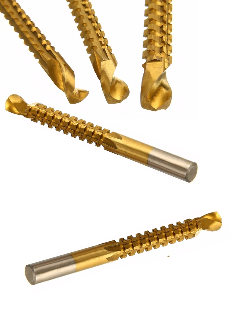Factory wholesale 6pcs 3-8mm Titanium Coated HSS Drill Bit Electric Plastic Wood Hole Grooving woodworking tools | Инструменты