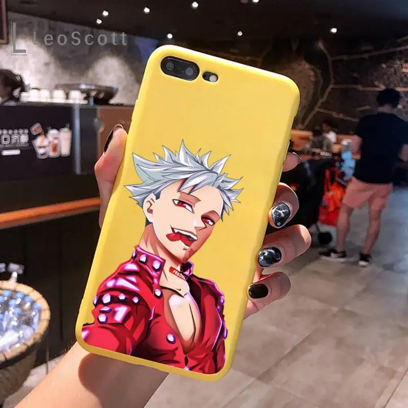 

anime seven deadly sins Phone Case Yellow Candy Color for iPhone 6 7 8 11 12 s mini pro X XS XR MAX Plus