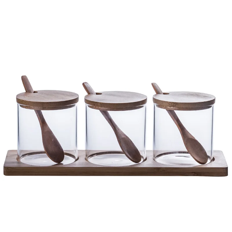 Стеклянная полка для специй коробка приправ контейнер соли и перца Набор с