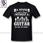 Футболка с изображением гитары домик не дома без гитары, двух или трех футболок, футболка с коротким рукавом 5x, милая модная мужская футболка