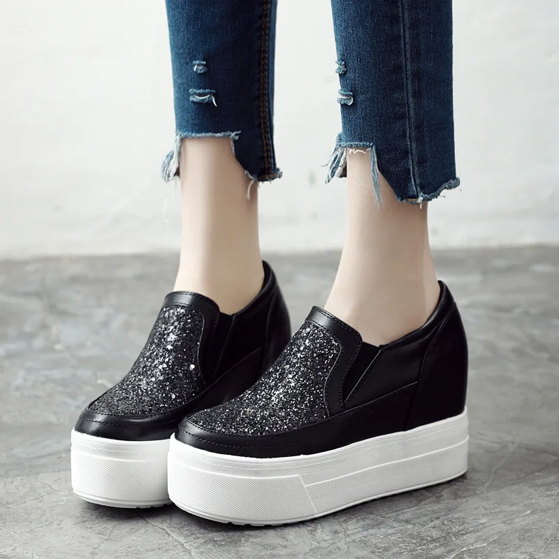 Tleni/Корейская версия диких расшитые блестками Кроссовки Женская обувь на толстой