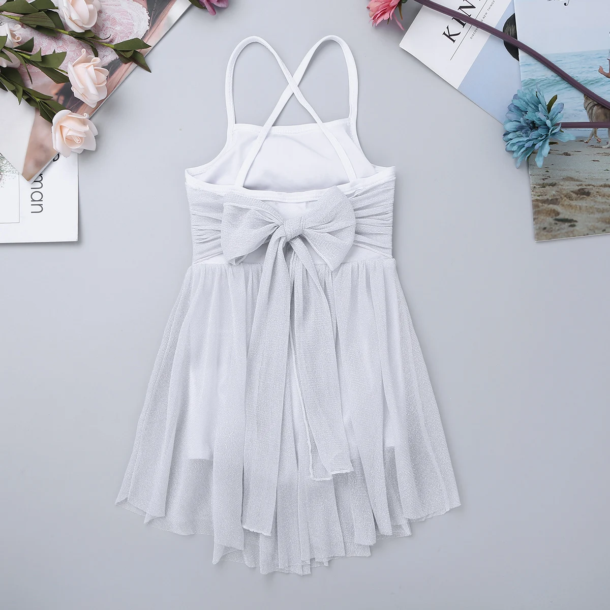 FEESHOW/блестящее Сетчатое балетное платье для латиноамериканских танцев детское