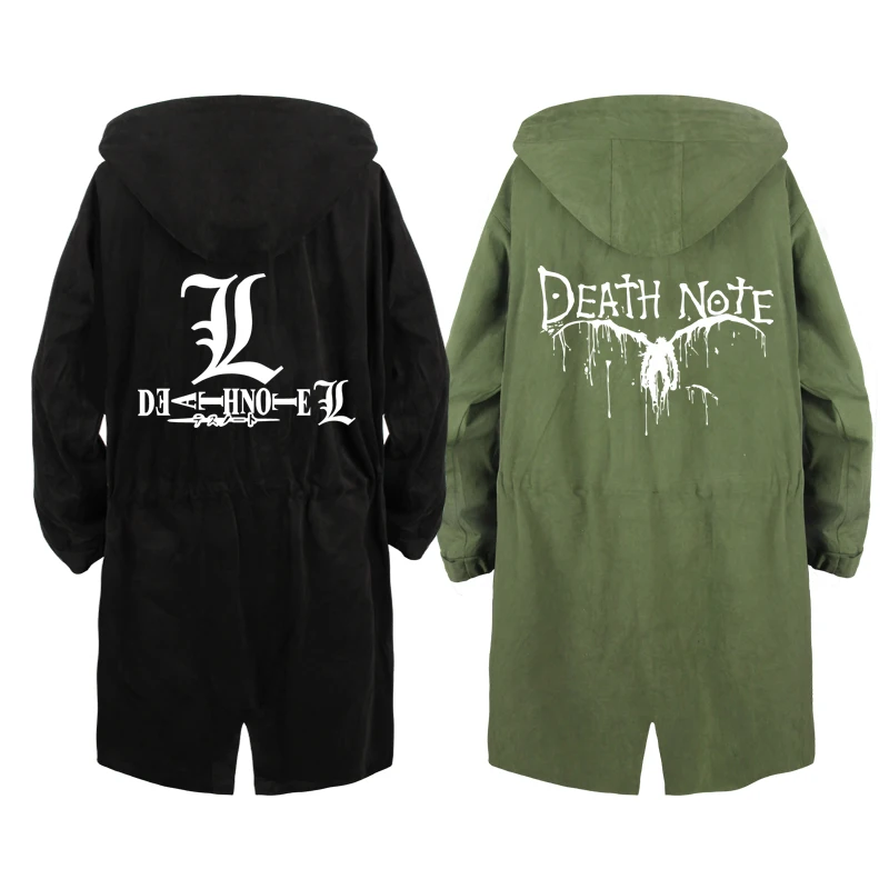 

Пальто мужское длинное двубортное, приталенный плащ с аниме Death Note, модная ветровка, однотонная верхняя одежда для студентов