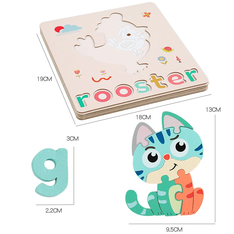 

Kids Montessori Spell Word Game Wooden Toy Early Learning Jigsaw Letter Alphabet 3D Puzzle Baby Educational Toys for Children