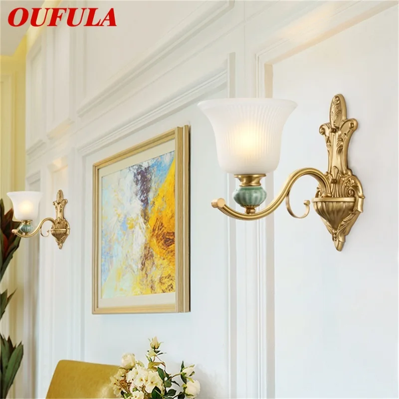 

OUFULA Brass ModernÂ WallÂ Sconce Lamp Luxury Design Ceramic Light Indoor For Home Bedroom Corridor Hotel