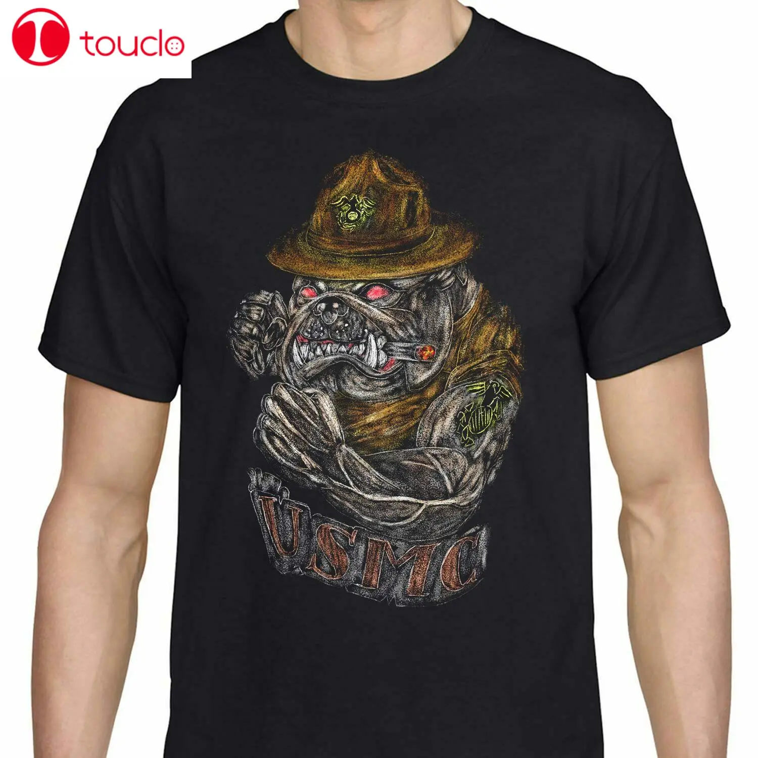 Pitbull Terrier футболка с собакой Soldier Usmc хлопковая Футболка принтом графики Vtg |