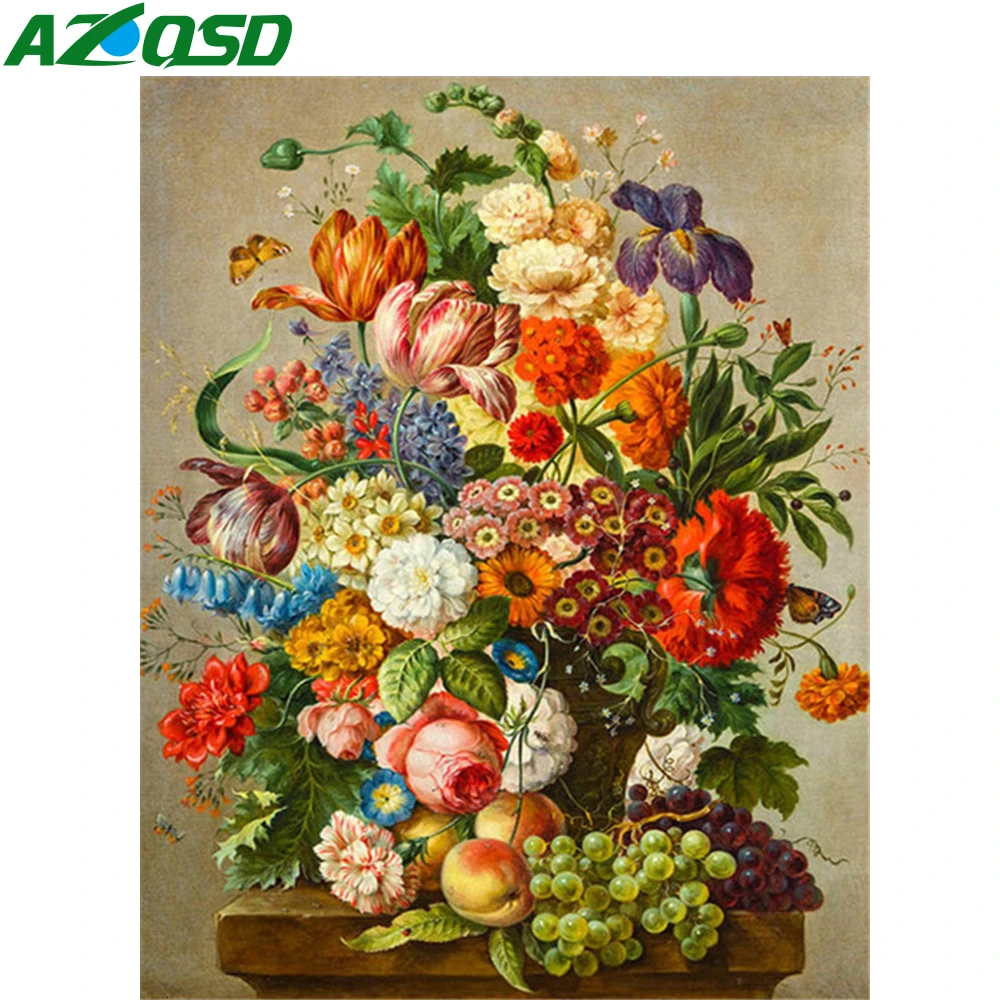 

AZQSD Diamond Painting Mosaic 5D Flowers Full Square DIY Needlework Diamond Embroidery Sale Vase Picture Of Rhinestones Wall Art