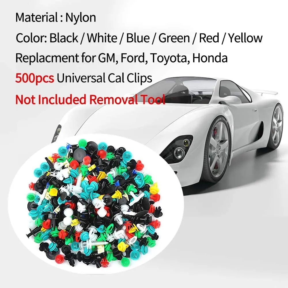

500PCS Universal Car Clips Plastic Car Fasteners Bumper Clips Door Panel Clip Automotive Push Pin for GM/Ford/Toyota/Honda