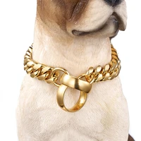 14mm stainless steel dog pet collar training p chian thickness 18k gold silver dogs necklace choker fashion for pitbull bulldog