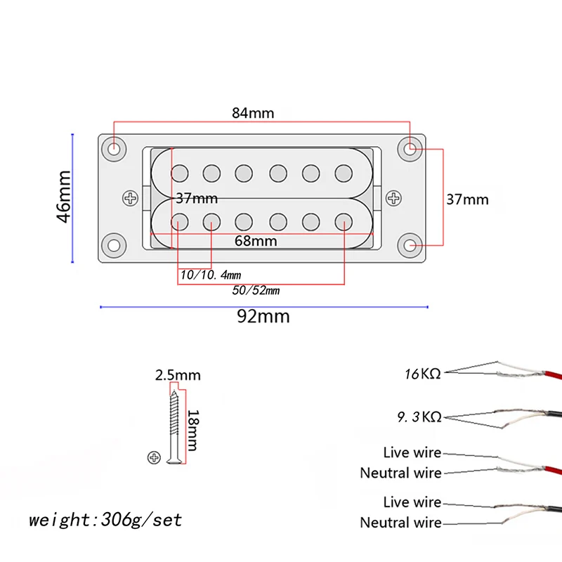 

2 Pcs Electric Guitar Pickup Humbucker Durable Musical Instrument Accessories Replacement X85