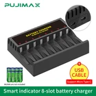 Зарядное устройство PUJIMAX с 8 слотами светодиодный светодиодным индикатором для перезаряжаемых батарей Ni-mhNi-Cd AAAAA, зарядное устройство с защитой от короткого замыкания