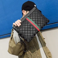 tidog new handbag korean fashion plaid leather clutch bag