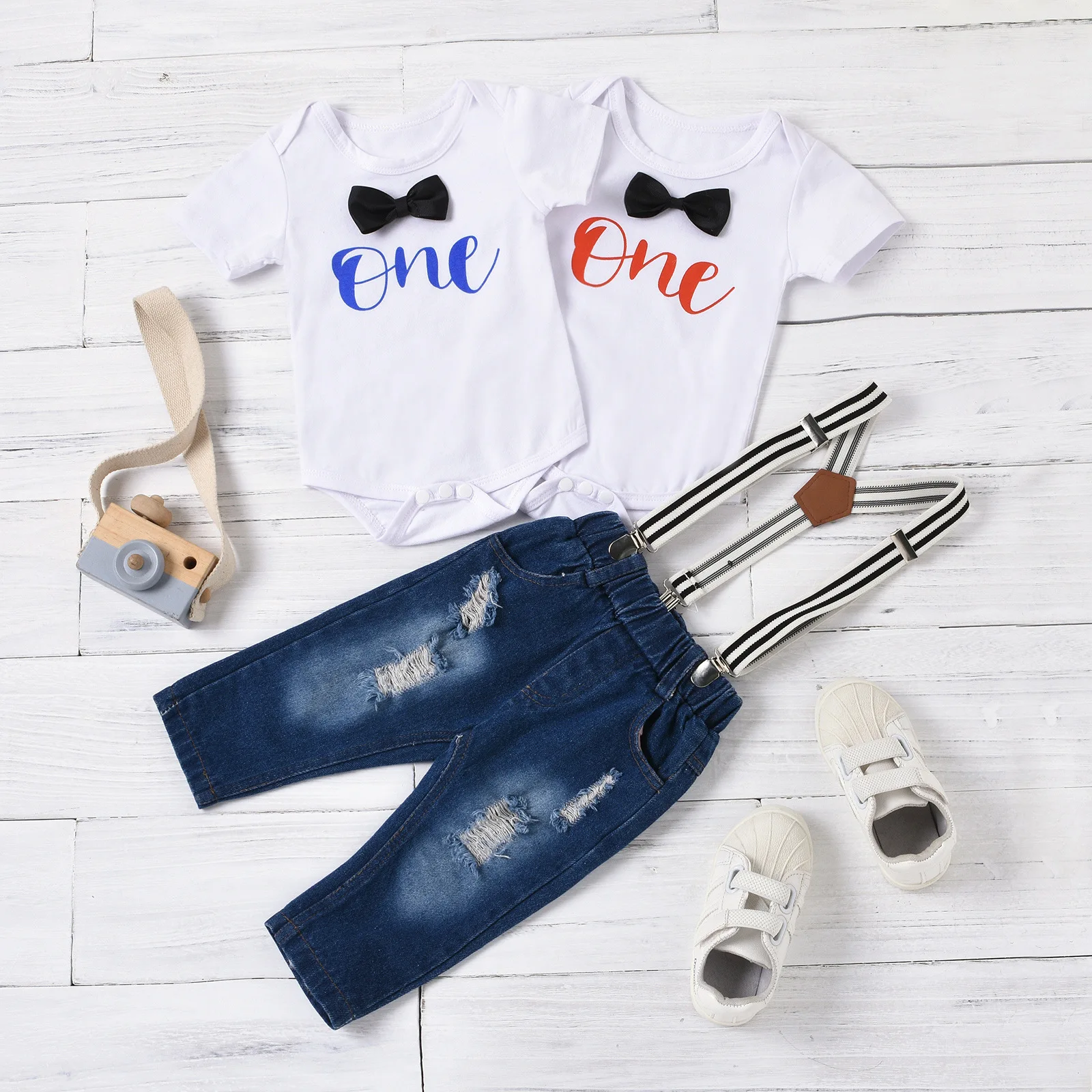 

Newborn Baby Boys Summer Short Sleeve Letter Bow Tops Bodysuits Long Overalls Pants Toddler Infant Kids Clothes Sets 2pcs 0-18M