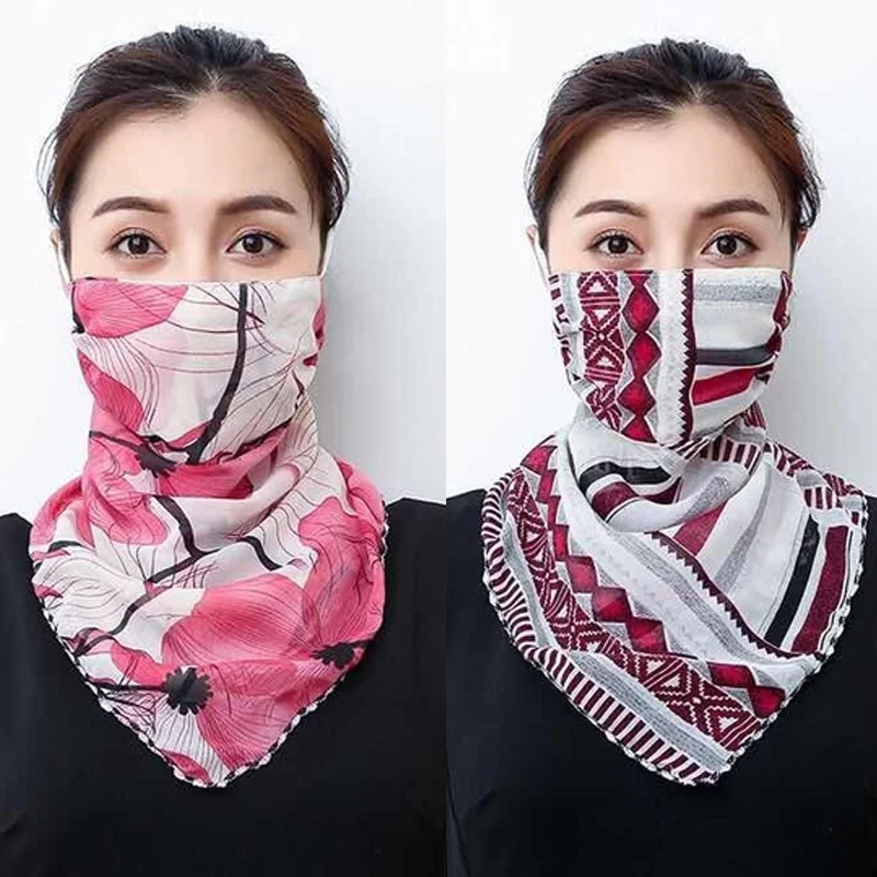 Женский шарф для лица летний солнцезащитный защита от солнца пыли с цветочным
