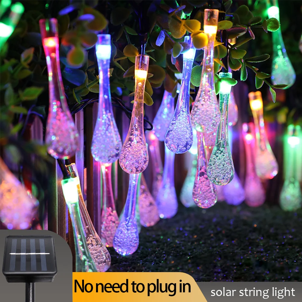 

Solar String Lights 25 Ft 40 LED WERTIOO Outdoor Solar Power Globe Lights Waterproof Waterdrop Lighting for Patio, Lawn, Garden,