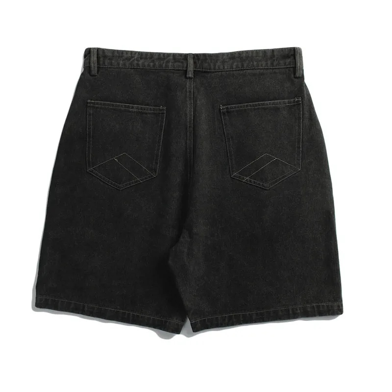 

KIOVNO Men Summer High Street Denim Shorts Printed Loose Black Jeans Shorts For Male Streetwear