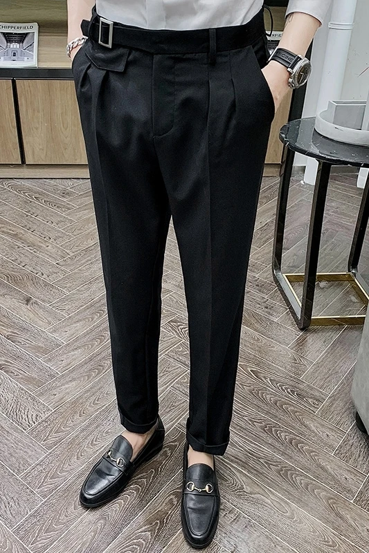 

2019 Early Autumn New Korean Version Of Harajuku College Wind Slim Straight Solid Color Business Suit Pants Cotton