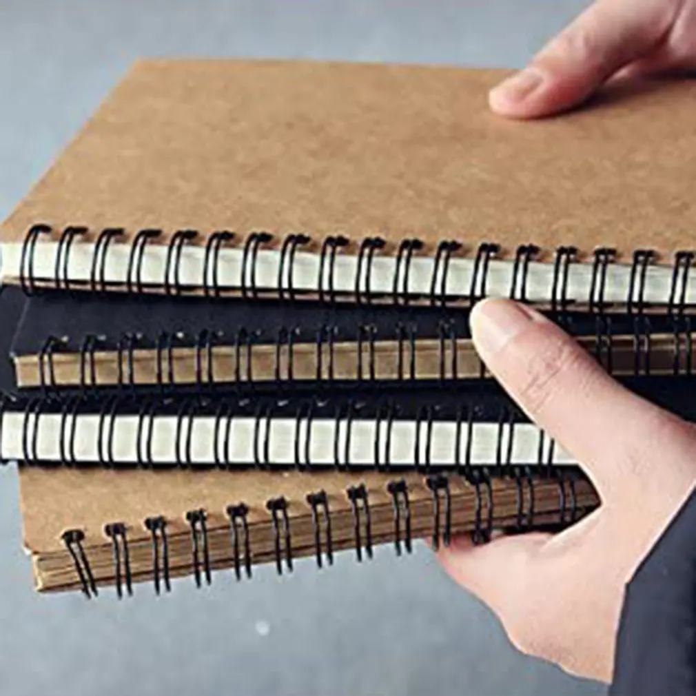 

Creative Stationery Retro Plain Color Simple Cowhide Coil Sketch Book Graffiti Blank Notebook White Inside Page