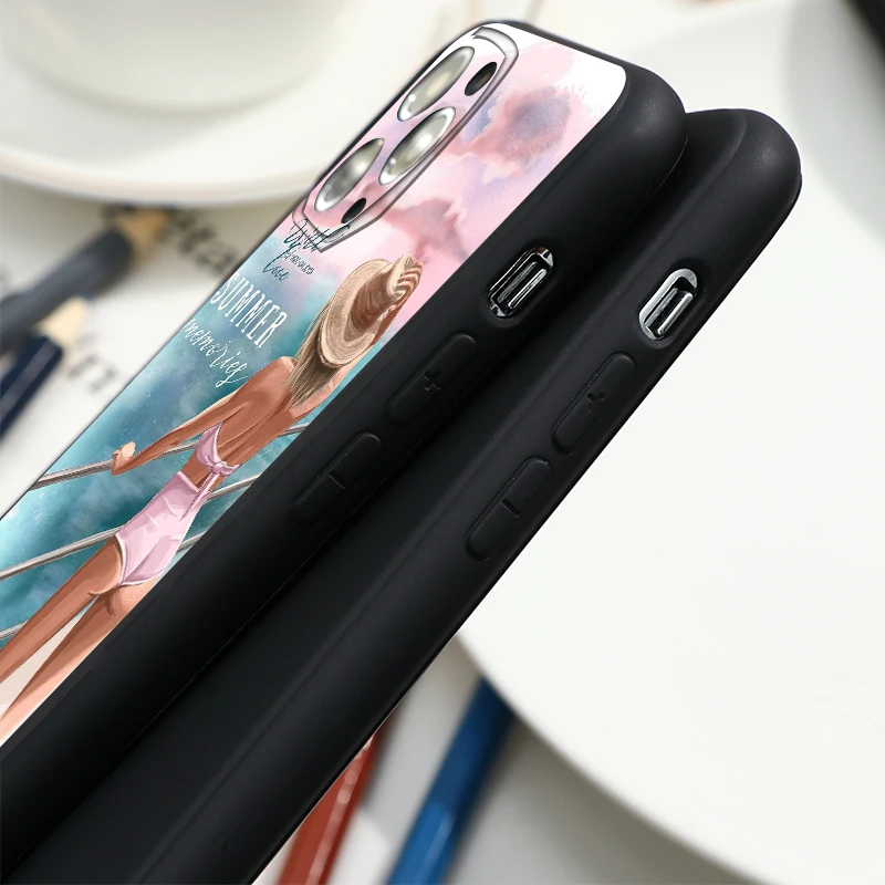 Fashion Women for iPhone 12 13 Mini Pro Max Case Cover For iPhone 11 Pro MAX Case SE 2020 6S 7 8 Plus X XS Max XR Black Soft TPU