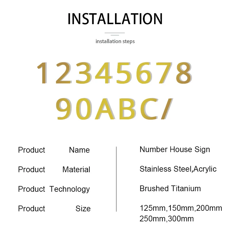 Золотистый светильник ческий 3D светодиодный Современный знак с номером для дома