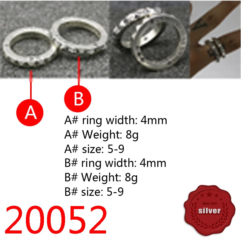 

20052 модное серебряное кольцо S925 с крестом, аксессуары с цветами и буквами, кольцо на палец, уличный танц, стиль пары
