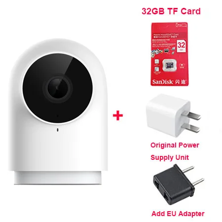 Add EU Plug 32G Оригинальная смарт-камера Xiaomi Aqara 1080P G2 шлюз Zigbee связь IP Wifi веб-камера облачная безопасность умные устройства pk Dafang камера - Цветной: Add EU Plug 32G