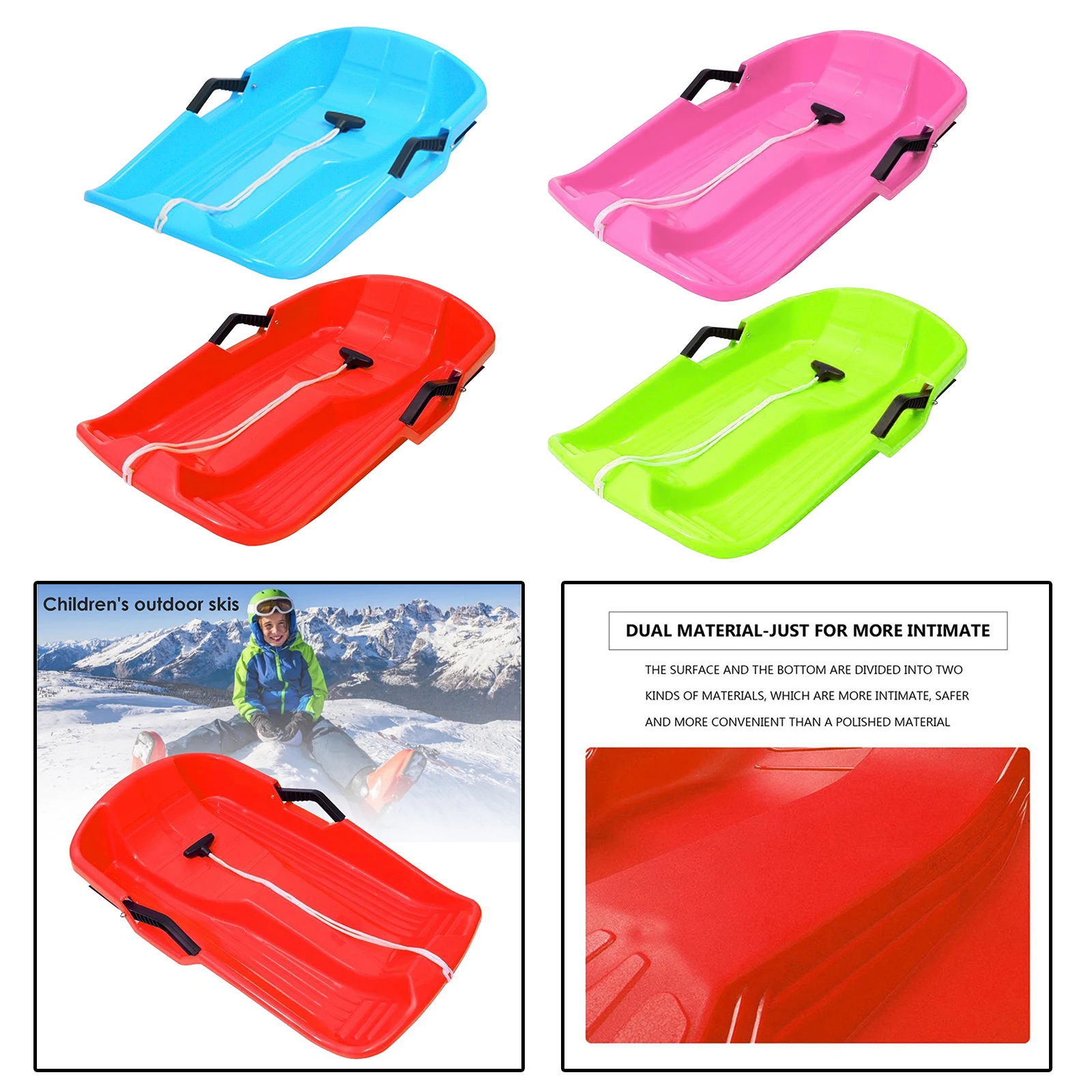 

Durable Snow Sledge Toboggan Grass Sand Downhill Sliding Sledge Sleigh Pink