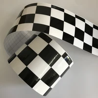 10cm width glossy checkered racing flag sticker decal black white camouflage vinyl car wrap foils with air bubbles free