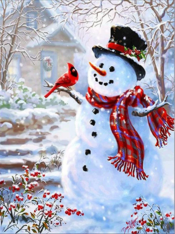 7848 AZQSD 5D DIY Diamond Painting Snowman Full Kit Square Drilling Picture Of Rhinestones Cartoon Diamond Embroidery Home Decortion - Цвет: 7848