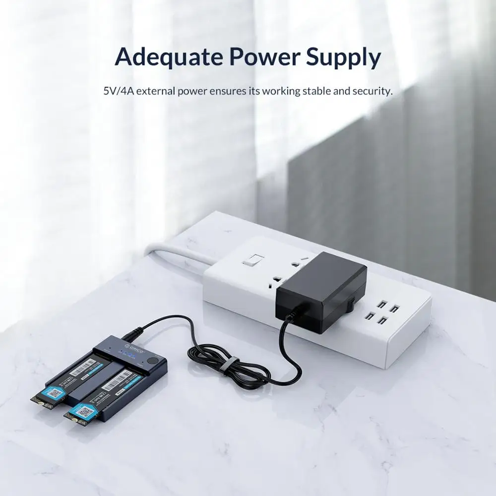 

ORICO Dual Bay M.2 10 / NVME SSD USB C 3,1 Gen2 M Key & M/B Key NVME PCIe SSD