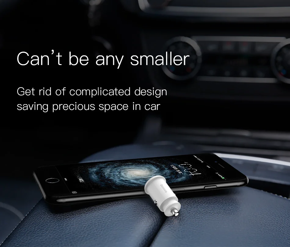 Baseus Mini Dual USB Автомобильное зарядное устройство 5 В 3.1A Быстрая зарядка 2 порта USB телефон автомобильное зарядное устройство адаптер для мобильного телефона планшета автомобильное зарядное устройство