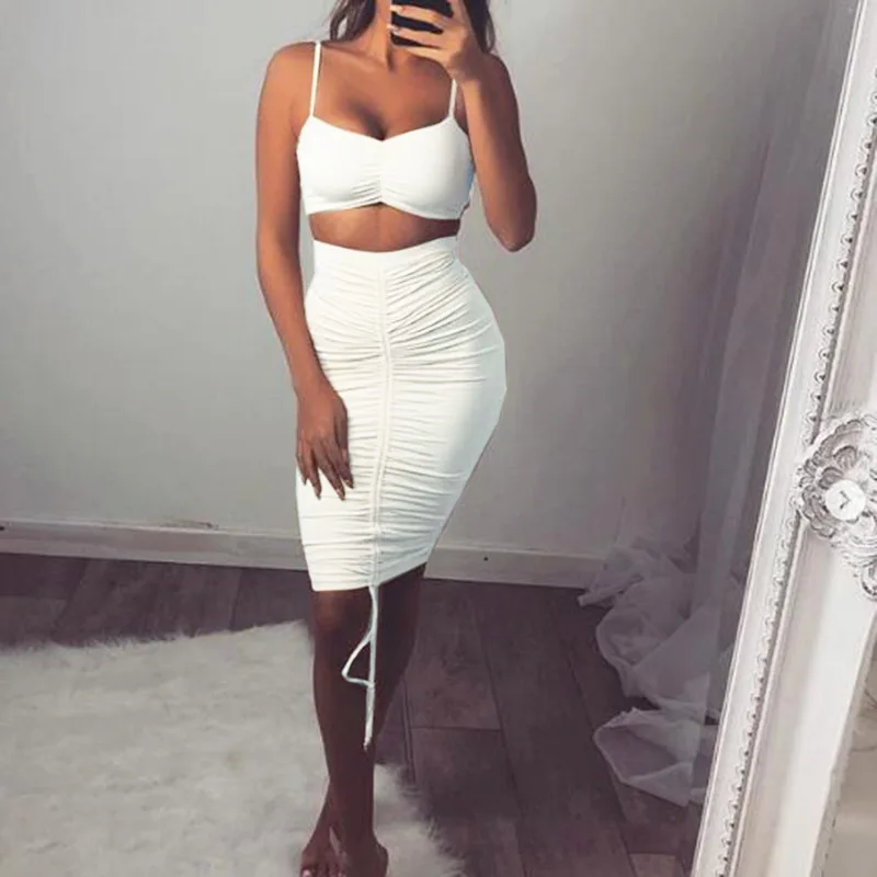 Регулируемая длина комплект из двух предметов топ юбка Женский 2 шт. сексуальные