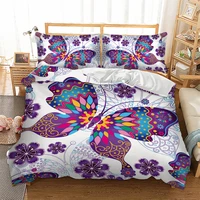 purple butterfly bedding sets fashion animal duvet cover pillowcases twin queen size bed home textile 3pcs