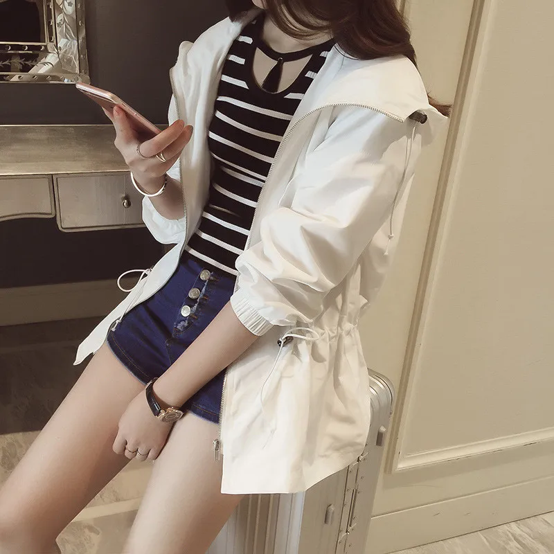

Sunscreen jacket women white loose 2020 spring summer Korean fashion casual long sleeve plus size hooded coats feminina CX1191