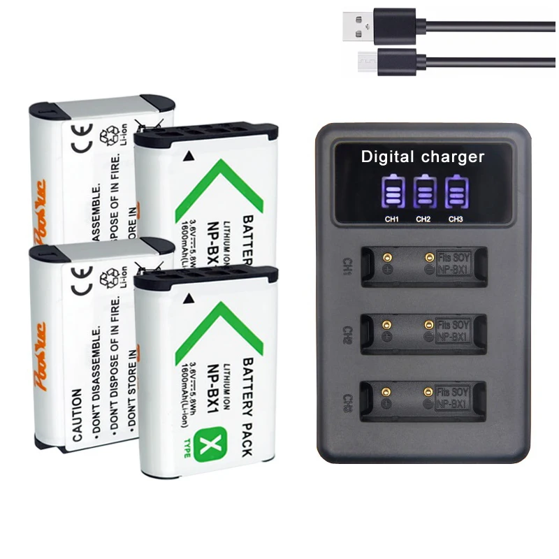 Для sony NP-BX1 Батарея NP BX1 тройной светодиодный зарядное устройство подходит FDR-X3000 AS100V HX400 HX60 GWP88 HDR-AS300R комплектующие фотоаппарата sony DSC RX1 RX100 Камера
