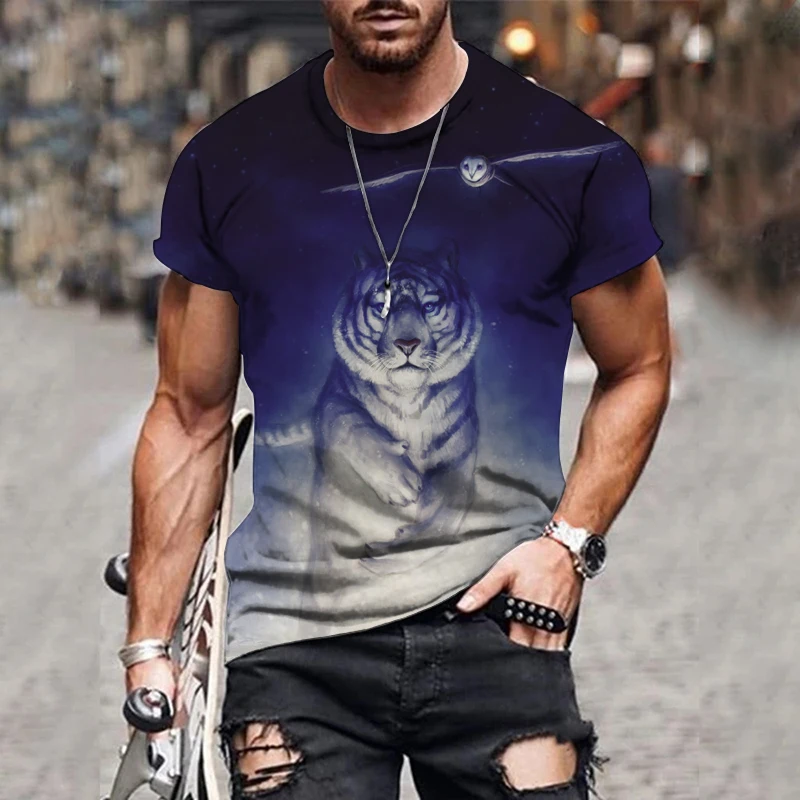 

2021 New Animal tiger Lion face man 's T- Tshirt New loose lion casual majestic summer fashion shirt Harajuku oversized t shirt