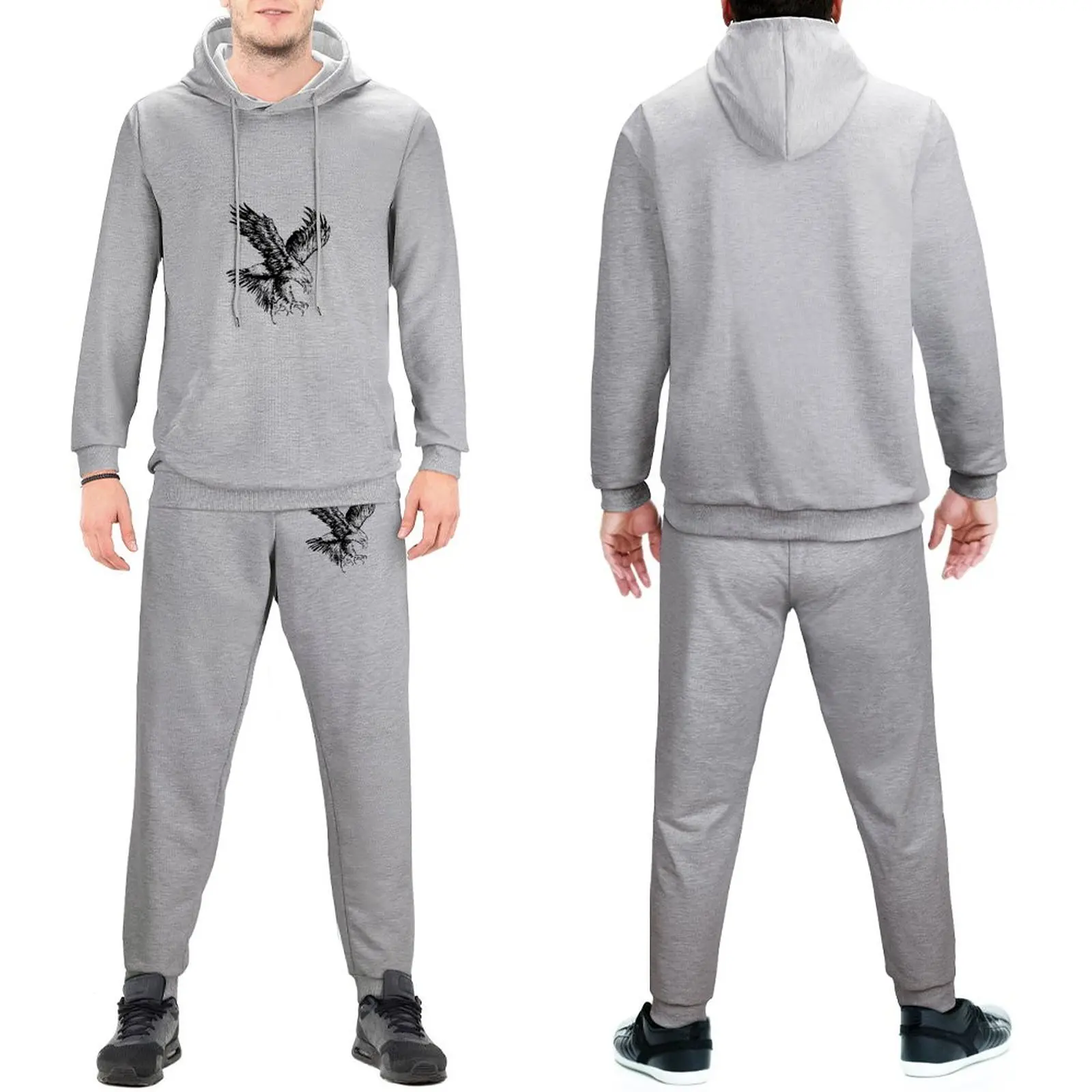 

Eagle Tracksuit Set Bald Eagle Black Male Sweatsuits Fashion Sweatpants And Hoodie Set Winter