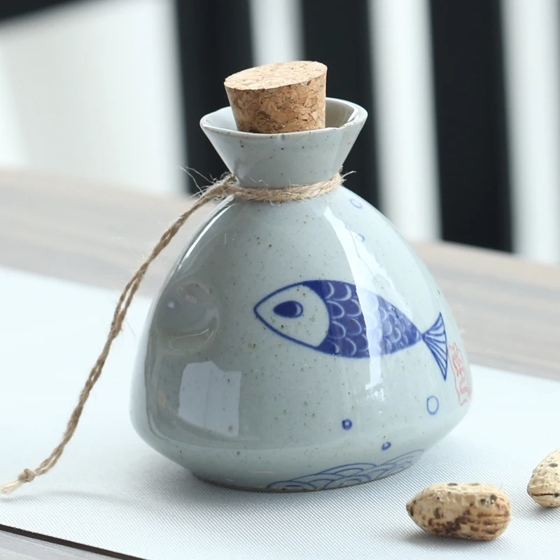 

Japanese Style Hip Flask Ceramic Wine Dispenser Single Pot Retro Wine Set Stopper Bottiglia Liquore Kitchen Dining Bar EB5JH