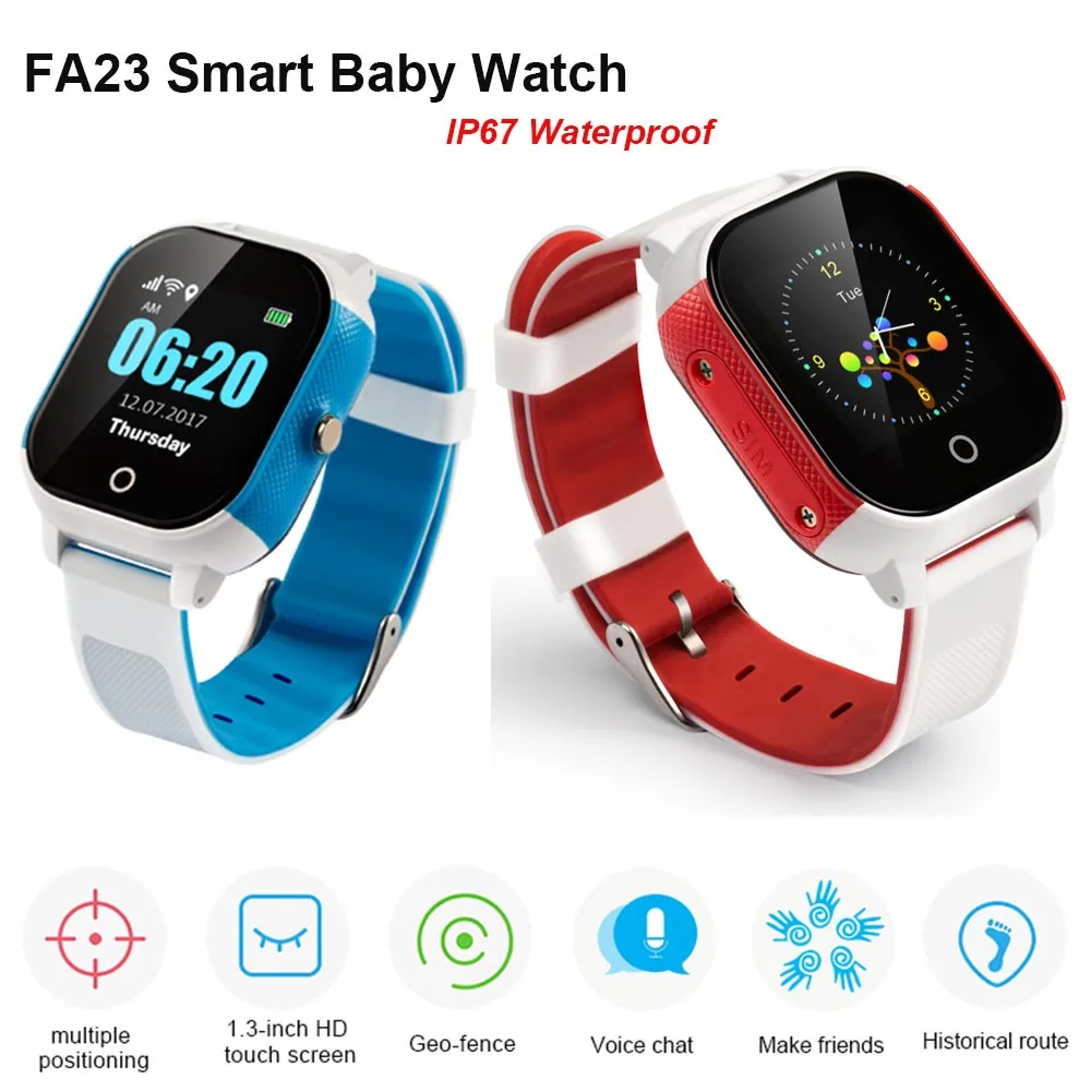 Новые смарт часы FA23 для ребенка IP67 Водонепроницаемый gps LBS wifi SOS трекер вызова