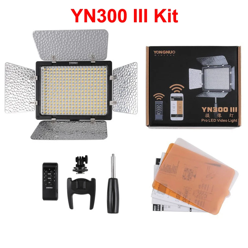 YONGNUO YN300III YN300 III YN-300III 3200 k-5500 K CRI95 камера фото светодиодный свет видео опционально с адаптером питания переменного тока+ комплект батарей - Цвет: Белый